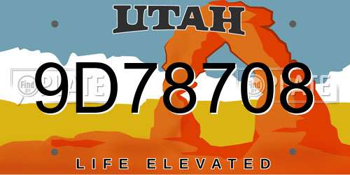 9D78708 Utah License Plate