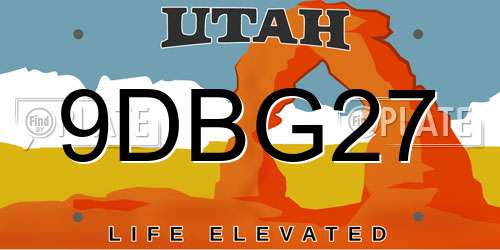 9DBG27 Utah License Plate