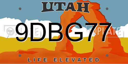 9DBG77 Utah License Plate