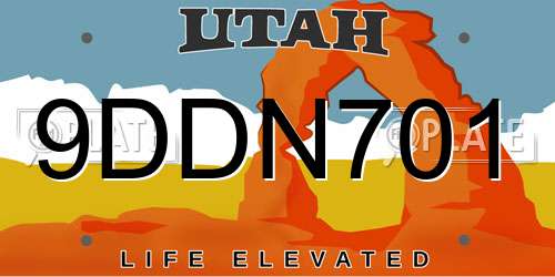 9DDN701 Utah License Plate