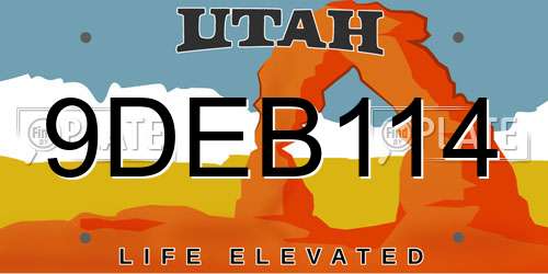 9DEB114 Utah License Plate