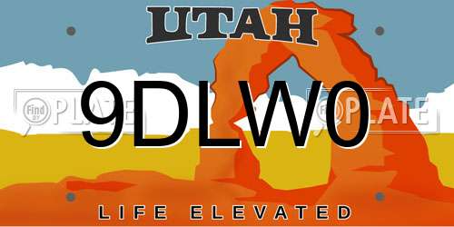 9DLW0 Utah License Plate