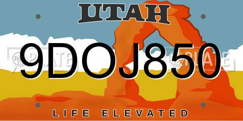 9DOJ850 Utah License Plate