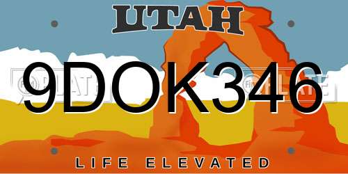 9DOK346 Utah License Plate