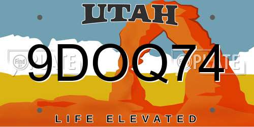 9DOQ74 Utah License Plate