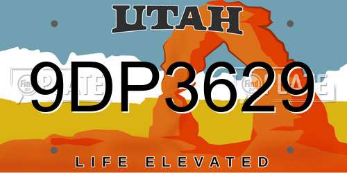 9DP3629 Utah License Plate