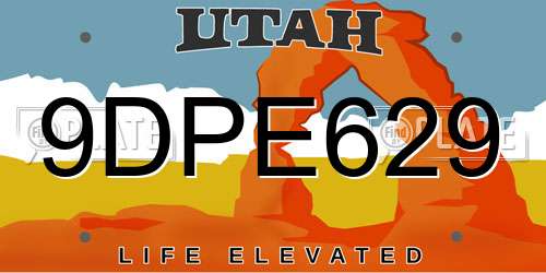 9DPE629 Utah License Plate