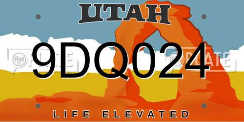 9DQ024 Utah License Plate