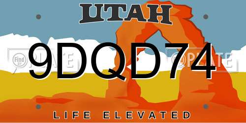9DQD74 Utah License Plate