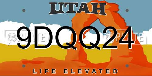 9DQQ24 Utah License Plate