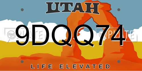 9DQQ74 Utah License Plate
