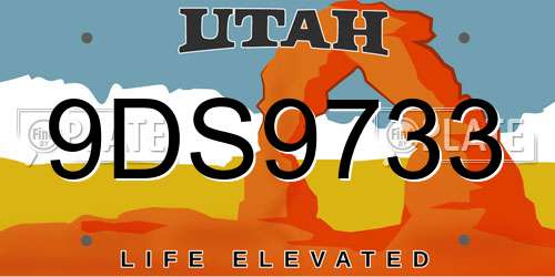 9DS9733 Utah License Plate