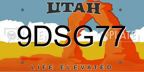 9DSG77 Utah License Plate