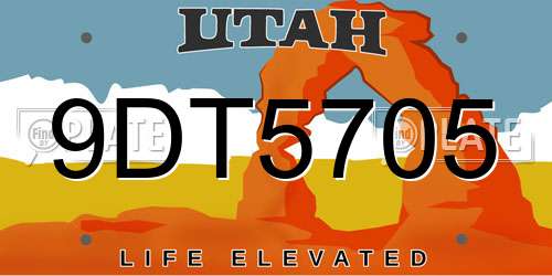 9DT5705 Utah License Plate