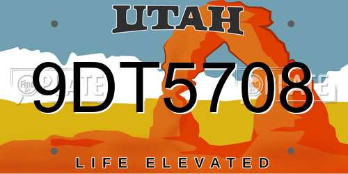 9DT5708 Utah License Plate