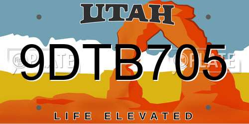 9DTB705 Utah License Plate