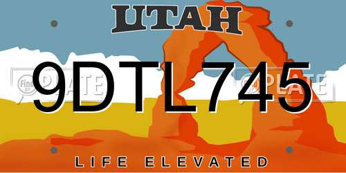 9DTL745 Utah License Plate