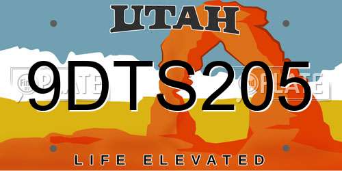 9DTS205 Utah License Plate