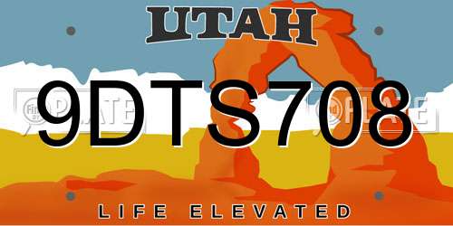 9DTS708 Utah License Plate