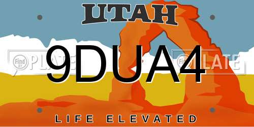9DUA4 Utah License Plate