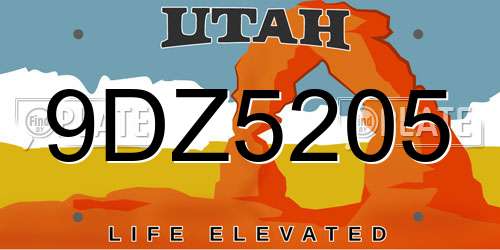 9DZ5205 Utah License Plate