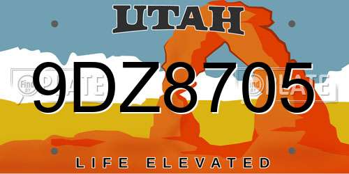 9DZ8705 Utah License Plate
