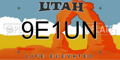 9E1UN Utah License Plate