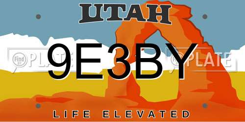 9E3BY Utah License Plate