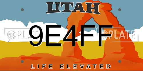 9E4FF Utah License Plate