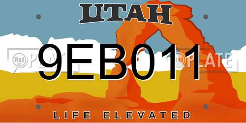 9EB011 Utah License Plate