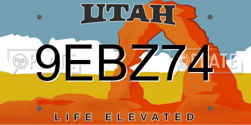9EBZ74 Utah License Plate