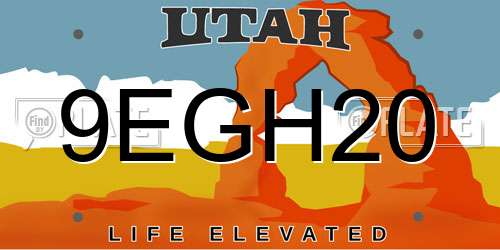 9EGH20 Utah License Plate