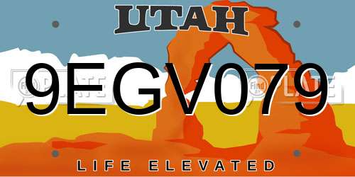 9EGV079 Utah License Plate