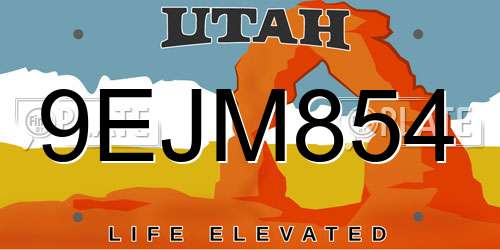 9EJM854 Utah License Plate