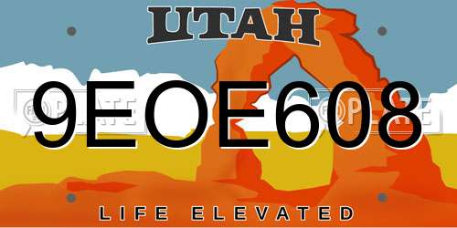 9EOE608 Utah License Plate