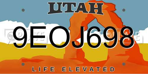 9EOJ698 Utah License Plate