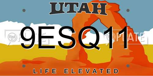 9ESQ11 Utah License Plate