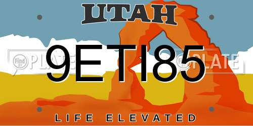 9ETI85 Utah License Plate