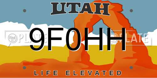 9F0HH Utah License Plate