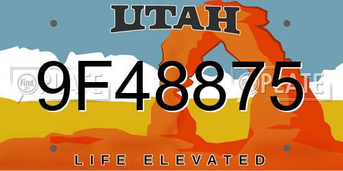 9F48875 Utah License Plate
