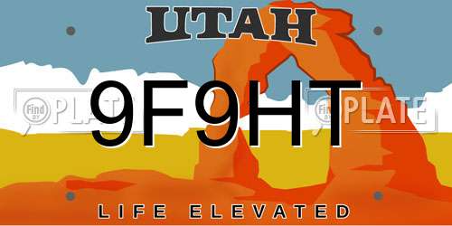 9F9HT Utah License Plate