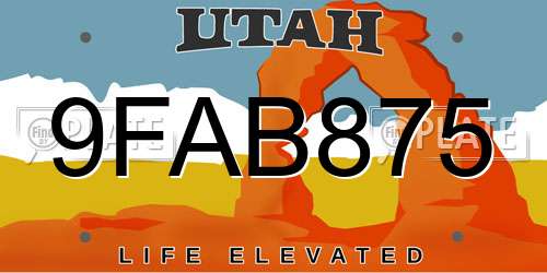 9FAB875 Utah License Plate