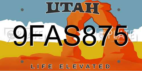 9FAS875 Utah License Plate