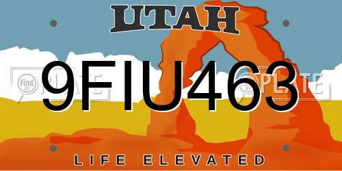 9FIU463 Utah License Plate