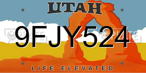 9FJY524 Utah License Plate