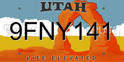 9FNY141 Utah License Plate