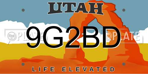 9G2BD Utah License Plate