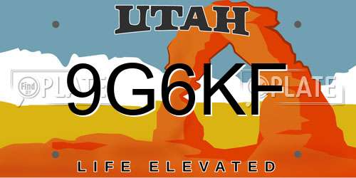 9G6KF Utah License Plate
