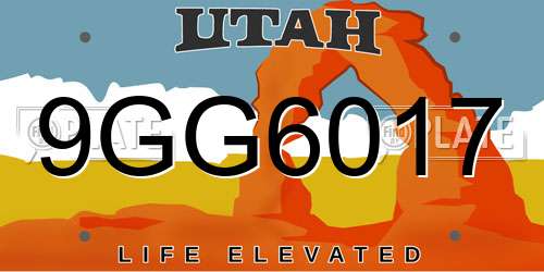 9GG6017 Utah License Plate
