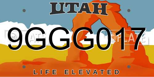 9GGG017 Utah License Plate